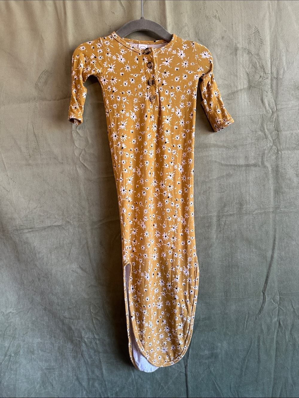 #949 Loulou Studio Mustard Yellow Floral Maxi One-Piece knotted gown
